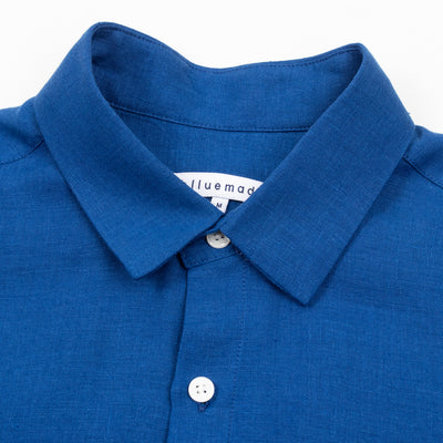 Blluemade Short Sleeve Shirt - Azure Blue Belgian Linen - Standard & Strange