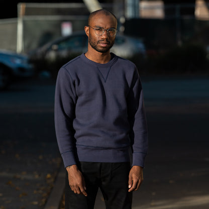 The Real McCoy's Loopwheel Crewneck Sweatshirt - Navy - Standard & Strange