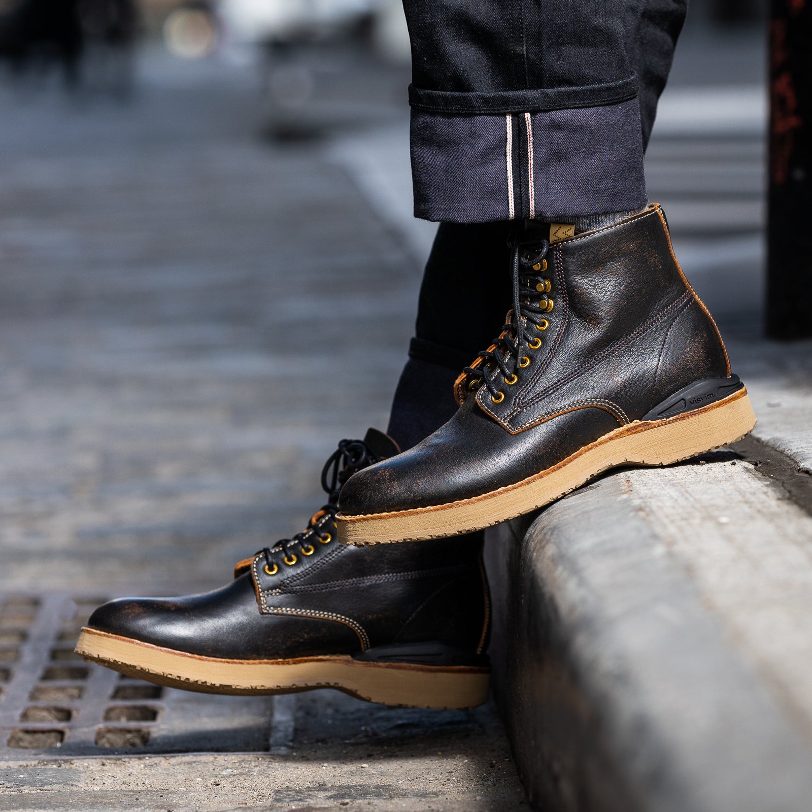 visvim Virgil Cap-folk leather boots - Black