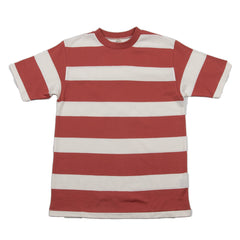 Warehouse Lot 4089 Short Sleeve 3x2" Stripe Tee - Red/Off White - Standard & Strange