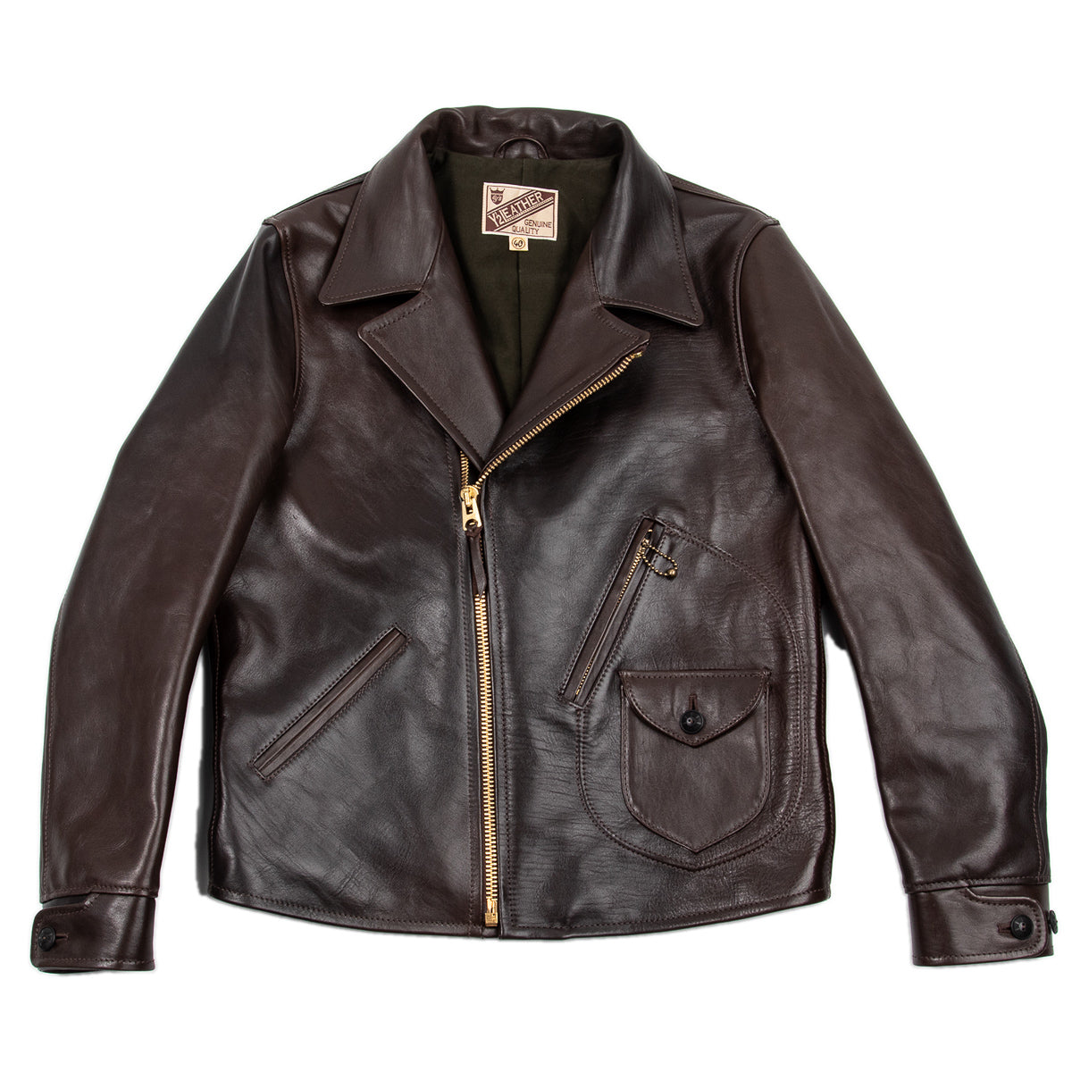 Black Hand Dyed Horsehide Double Rider Jacket (HR-56)