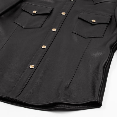 Y'2 Leather Steer Oil Western Shirt - Black (SS-13) - Standard & Strange