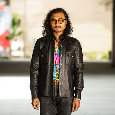 Y'2 Leather Steer Oil Western Shirt - Black (SS-13) - Standard & Strange