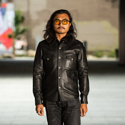 Y'2 Leather Steer Oil Western Shirt - Black (SS-13) - Standard & Strange