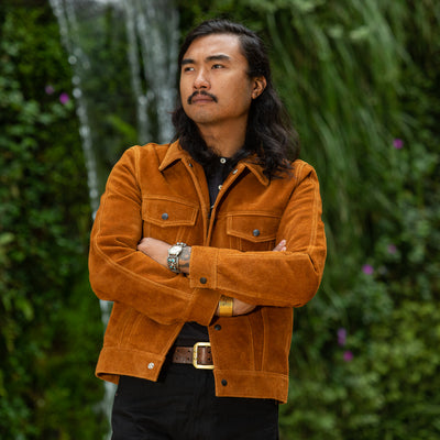 Y'2 Leather Steer Suede 3rd Type Jacket - Camel (TB-139) - Standard & Strange