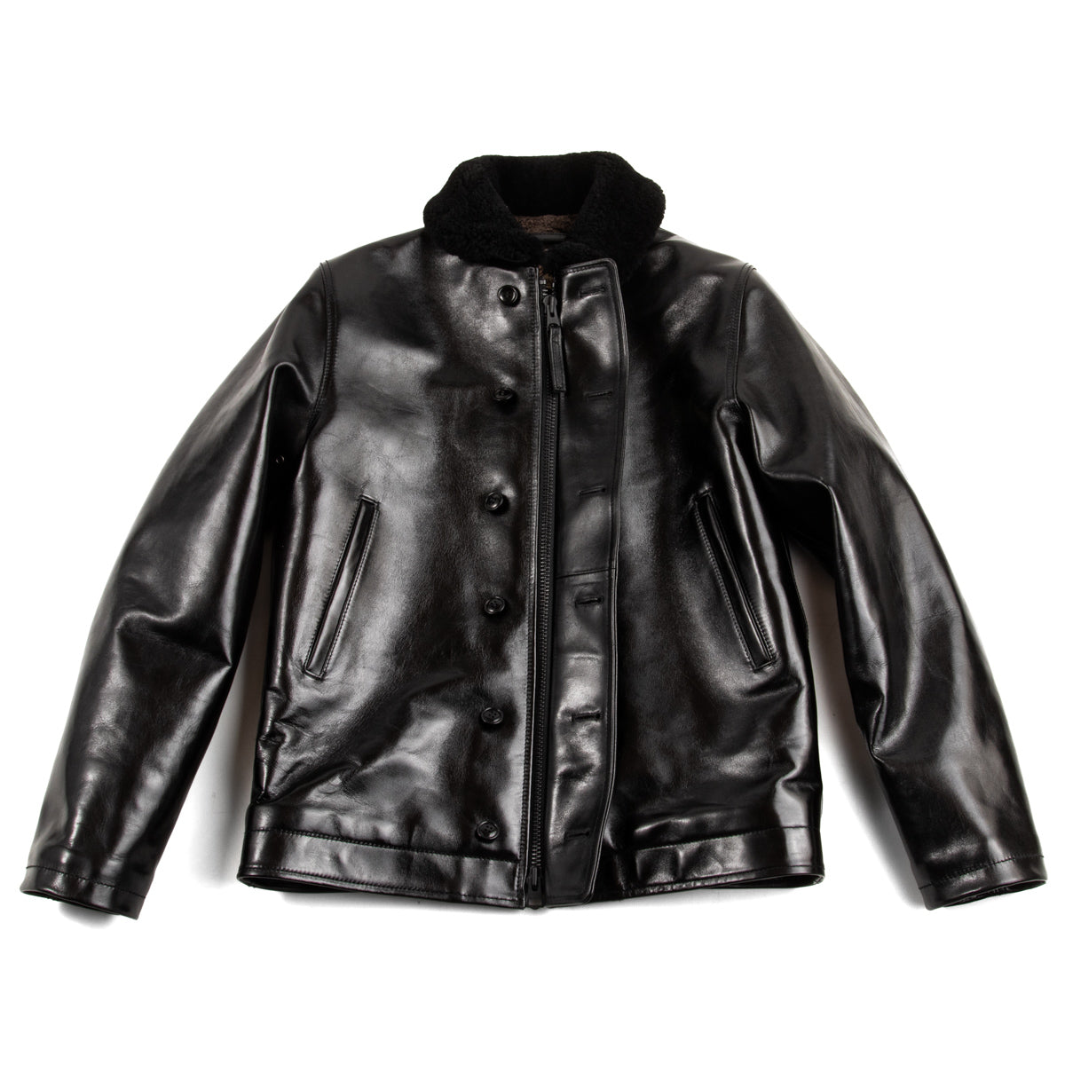 Y'2 Leather Aniline Horse N-1 Deck Jacket - Black (LN-1) - Standard & Strange