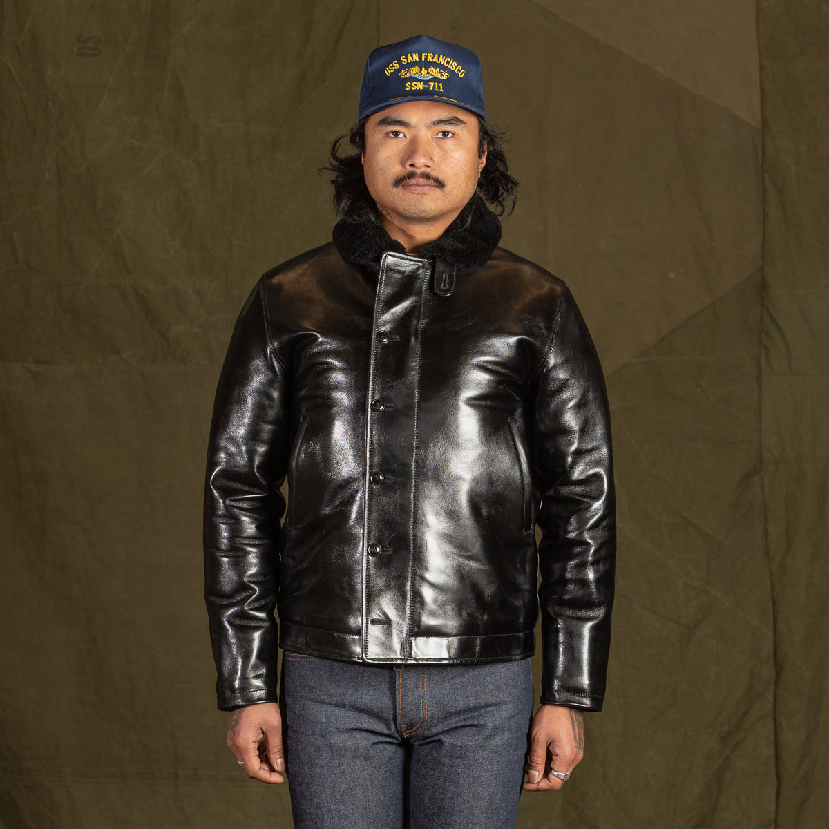 Y'2 Leather Aniline Horse N-1 Deck Jacket - Black (LN-1) - Standard & Strange