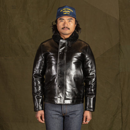 Y'2 Leather Aniline Horse N-1 Deck Jacket - Black (LN-1) - Standard & Strange