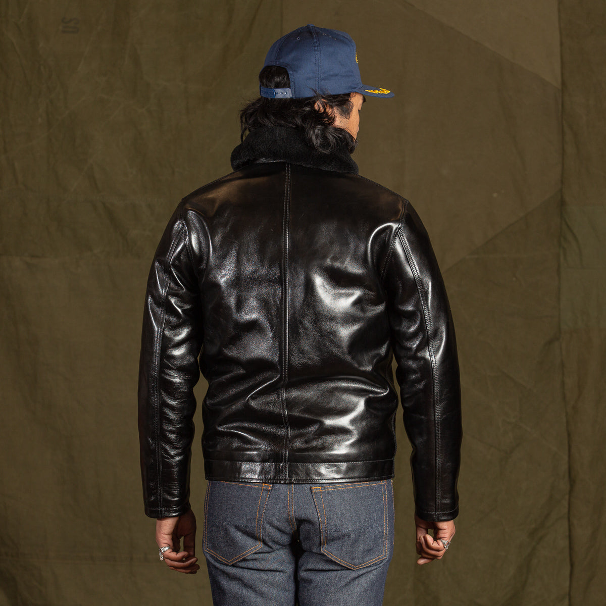 Y'2 Leather Aniline Horse N-1 Deck Jacket - Black (LN-1