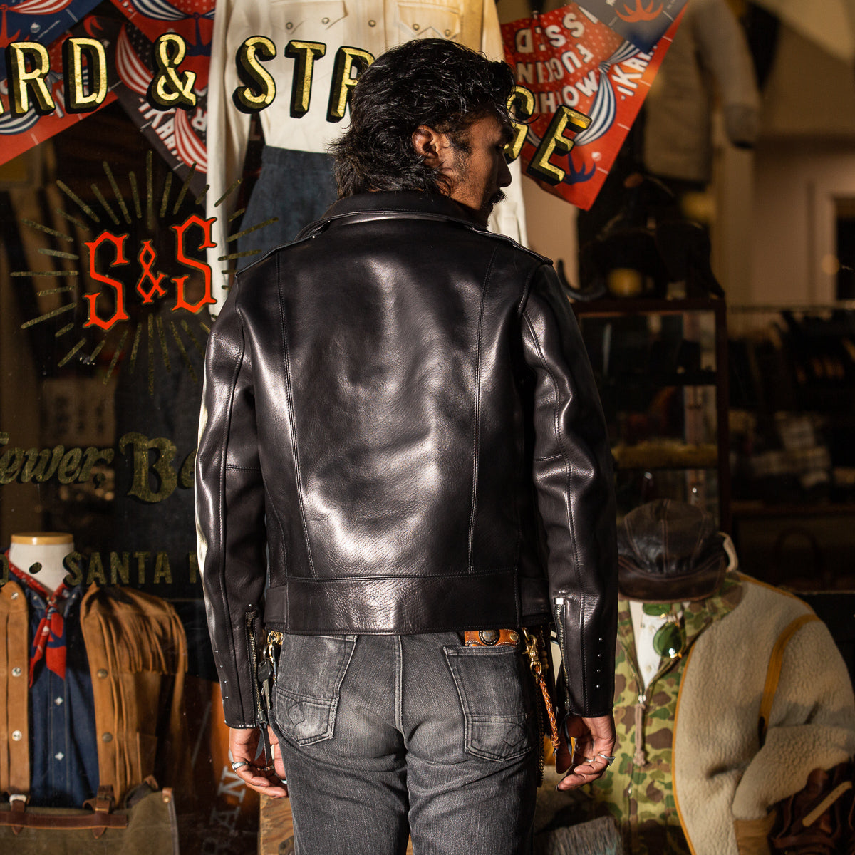 Y'2 Leather Eco Horse 1930's Double Motorcyle Jacket - Black (Y2