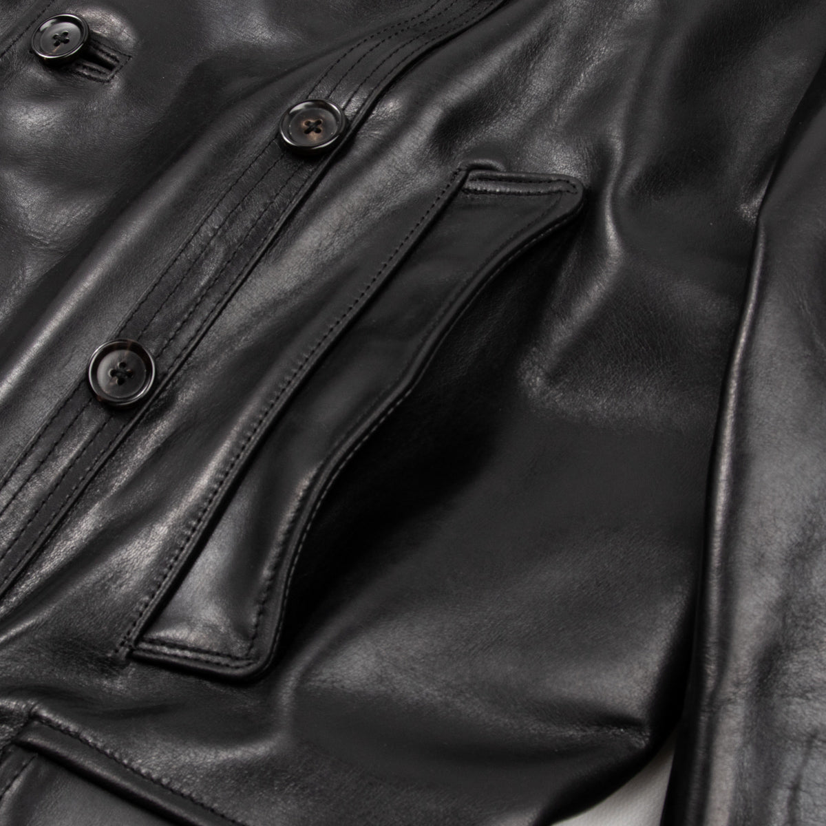 Y'2 Leather French Double Breasted Horsehide Jacket - Black – Standard ...