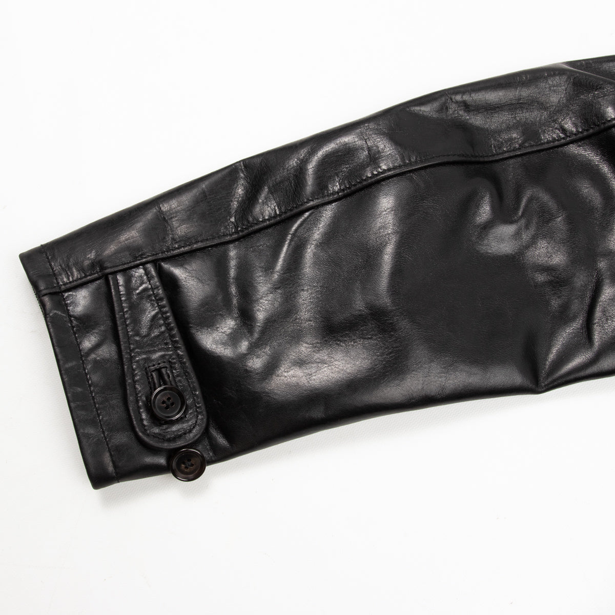 Y'2 Leather French Double Breasted Horsehide Jacket - Black