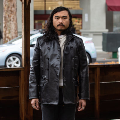 Y'2 Leather French Double Breasted Horsehide Jacket - Black - Standard & Strange