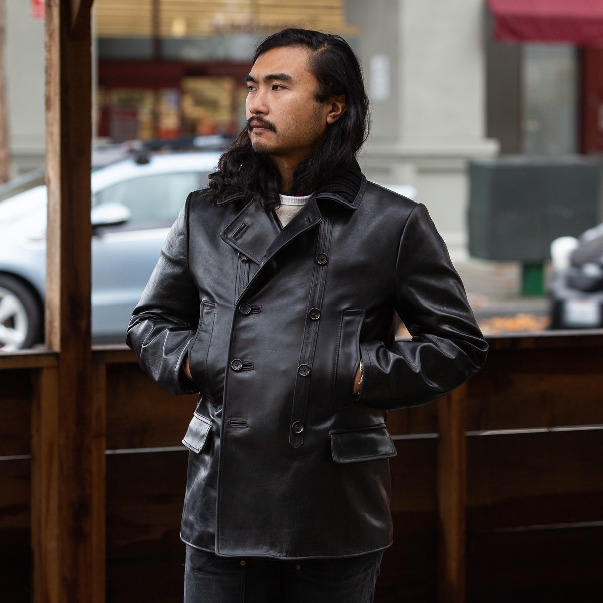 ジャケット・アウター yoke Leather Double Breasted Coat BLACK yoke/ヨーク/ LEATHER DOUBLE BREASTED COAT - INSECTE WEB STORE