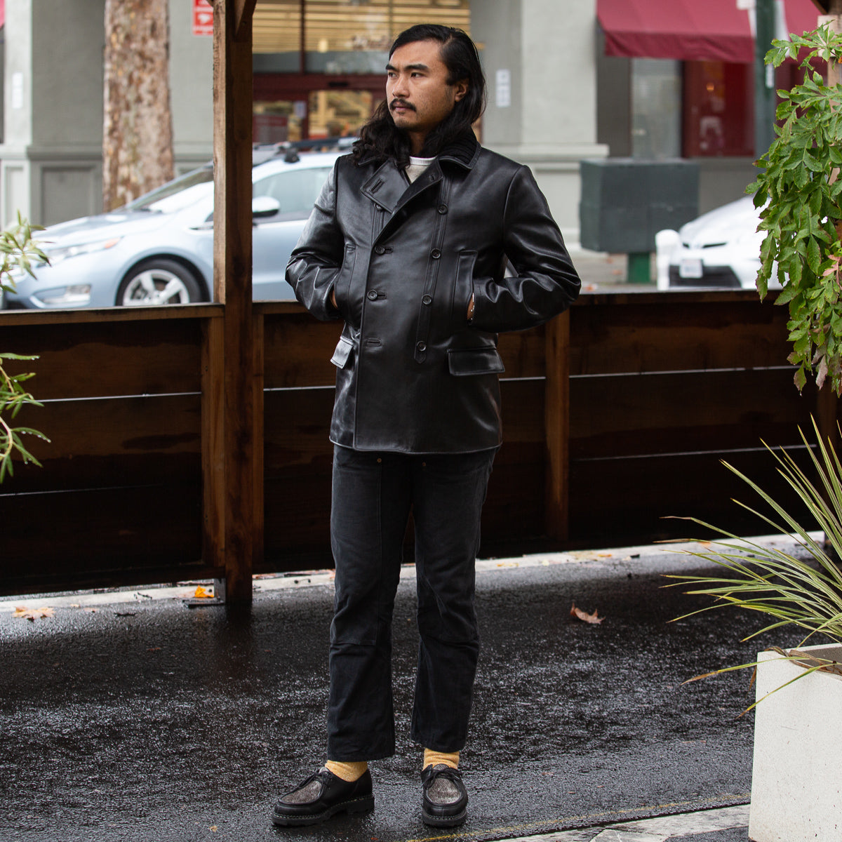 Y'2 Leather French Double Breasted Horsehide Jacket - Black - Standard & Strange