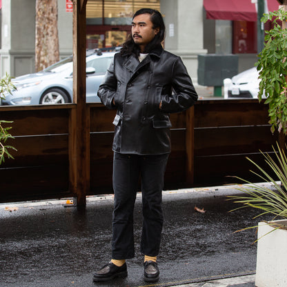 Y'2 Leather French Double Breasted Horsehide Jacket - Black - Standard & Strange