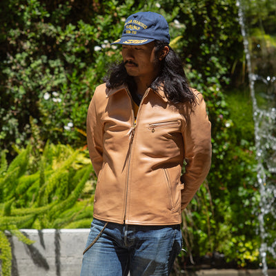 Y'2 Leather Kakishibu Persimmon Tanned Horsehide Single Riders Jacket (KR-42) - Standard & Strange