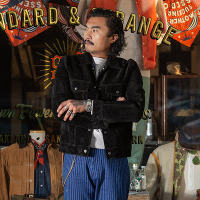 Y'2 Leather Steer Suede 3rd Type Jacket - Black (TB-139) - Standard & Strange