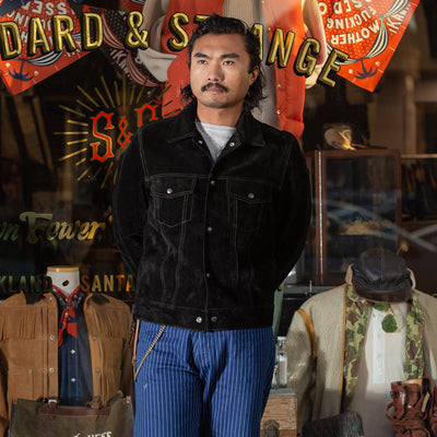 Y'2 Leather Steer Suede 3rd Type Jacket - Black (TB-139) - Standard & Strange