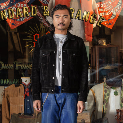 Y'2 Leather Steer Suede 3rd Type Jacket - Black (TB-139) - Standard & Strange