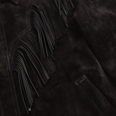 Y'2 Leather Steer Suede Fringe Jacket - Black (WJ-01) - Standard & Strange