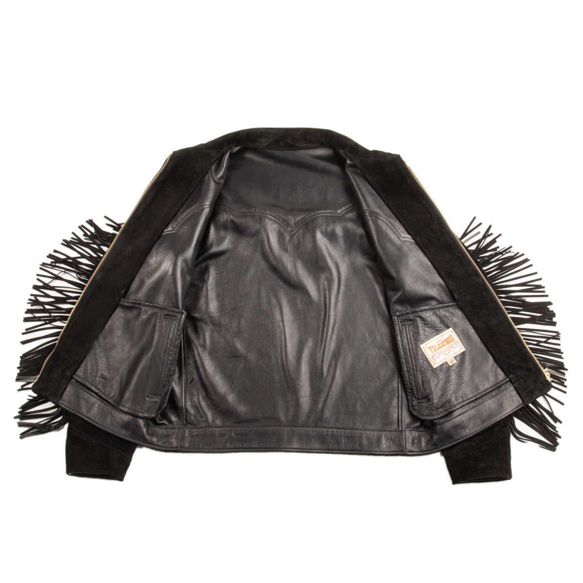 Y'2 Leather Steer Suede Fringe Jacket - Black (WJ-01) – Standard 