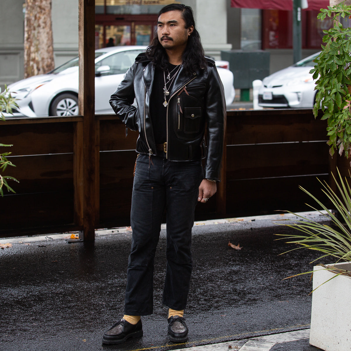 Y'2 Leather Vintage Horse D-Pocket Double Riders Jacket - Black ...