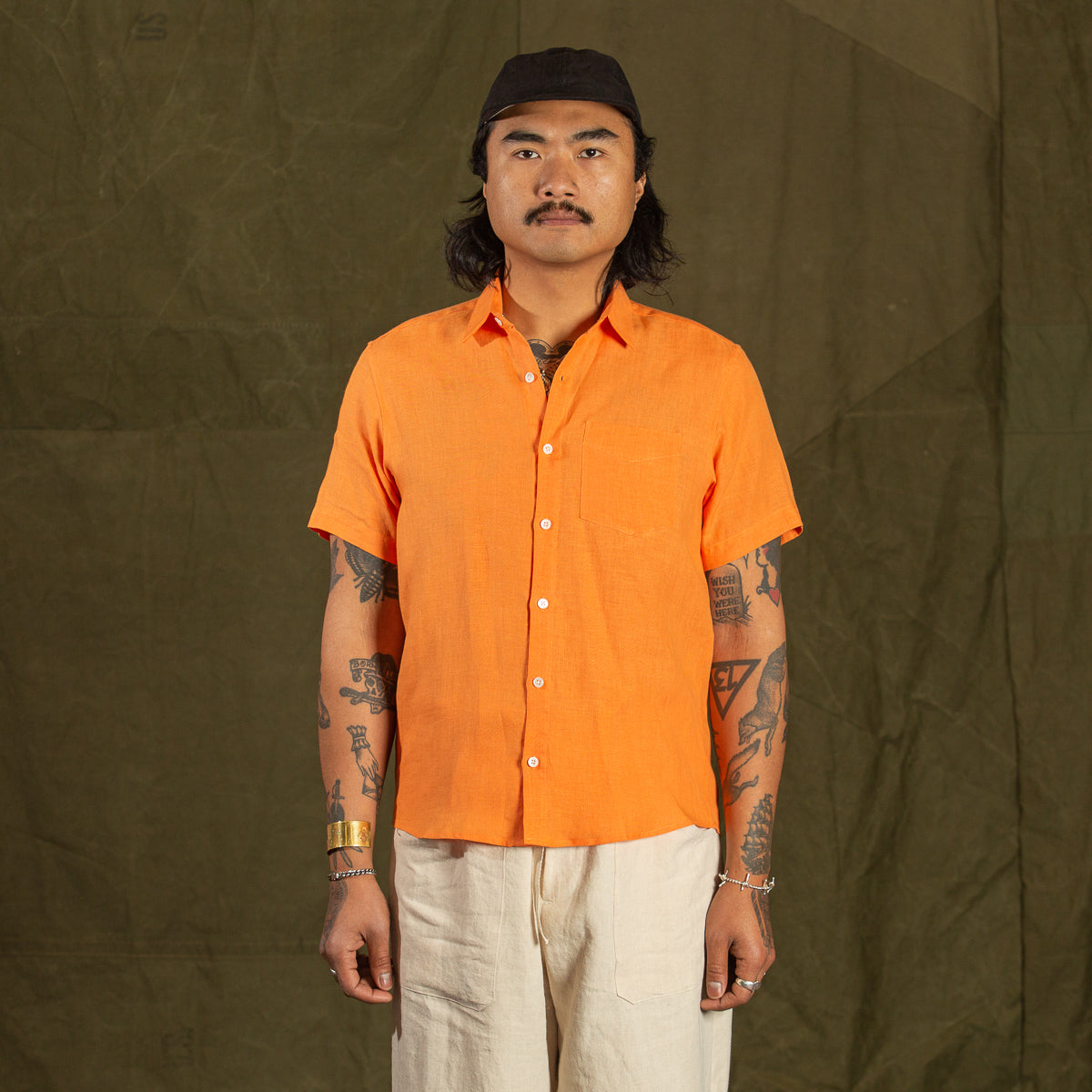 Blluemade Short Sleeve Shirt - Mango Belgian Linen - Standard & Strange
