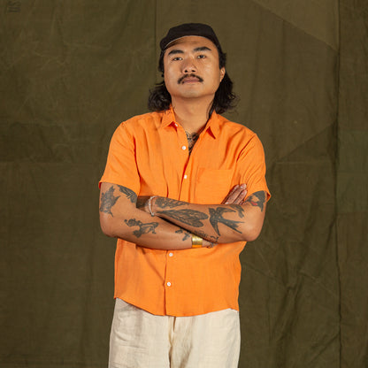 Blluemade Short Sleeve Shirt - Mango Belgian Linen - Standard & Strange