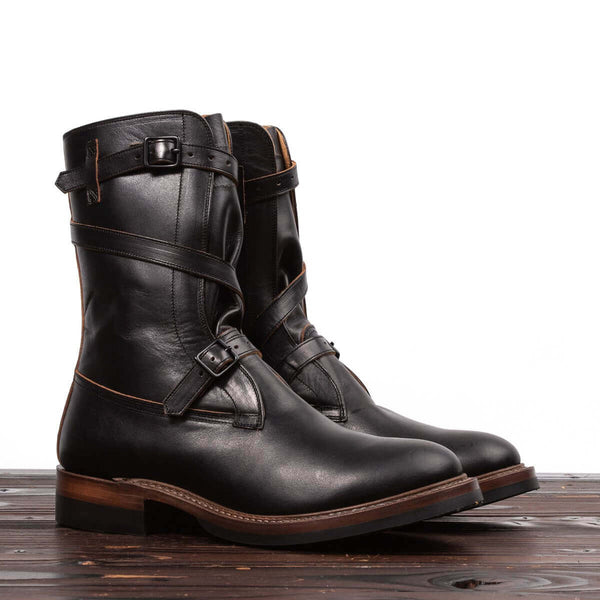 brown leather tanker boots