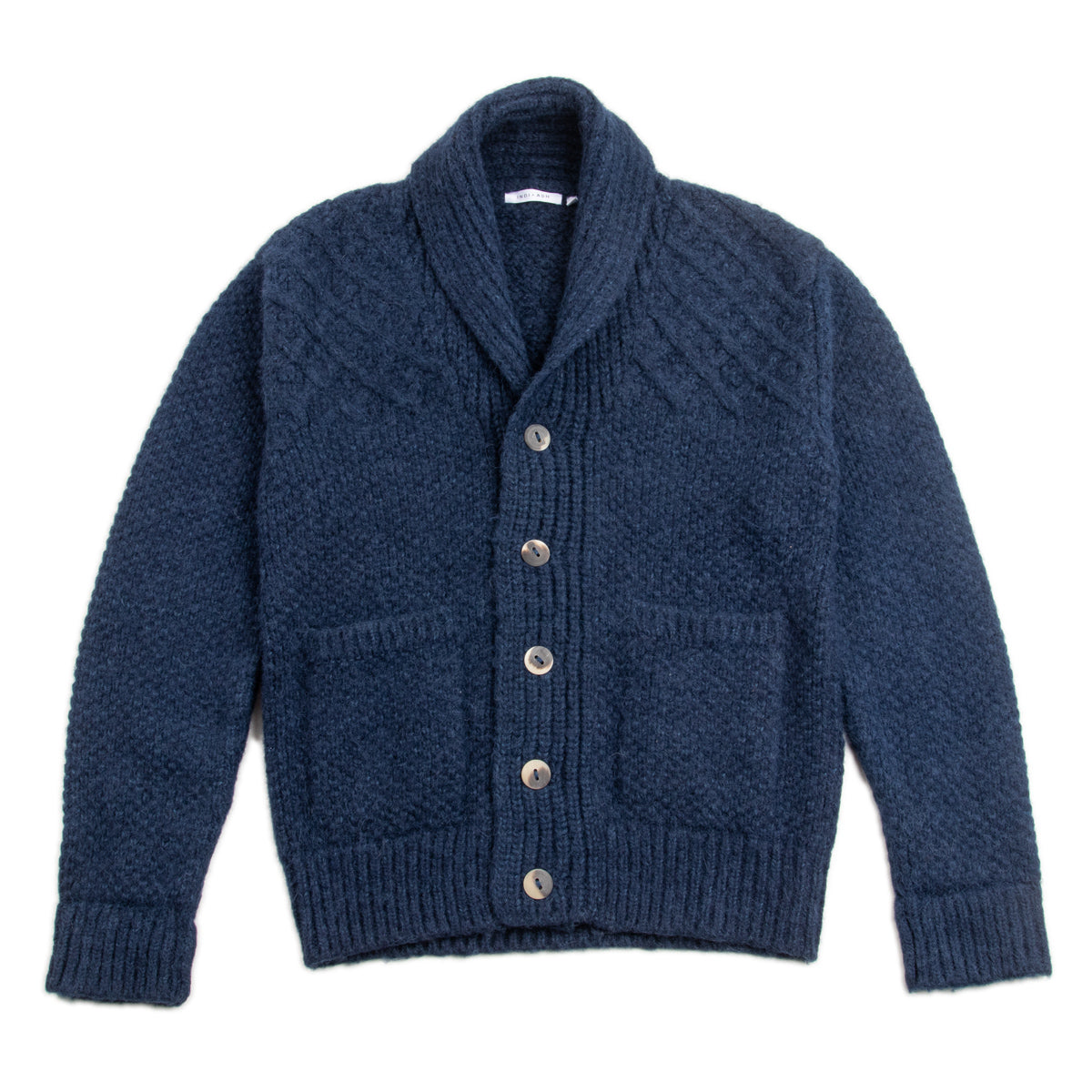 Andes Hand Knit Cardigan - Indigo Alpaca/Cotton