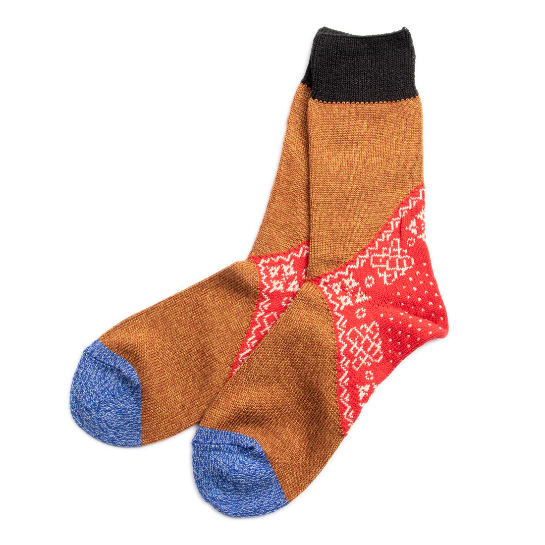 Kapital 96 Yarns Wool Heel Bandana Socks - Red - Standard & Strange