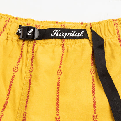 Kapital Cotton Linen SIAM Stripe EASY Shorts - Yellow - Standard & Strange