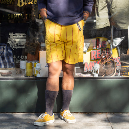 Kapital Cotton Linen SIAM Stripe EASY Shorts - Yellow - Standard & Strange