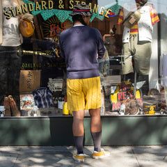 Kapital Cotton Linen SIAM Stripe EASY Shorts - Yellow - Standard & Strange