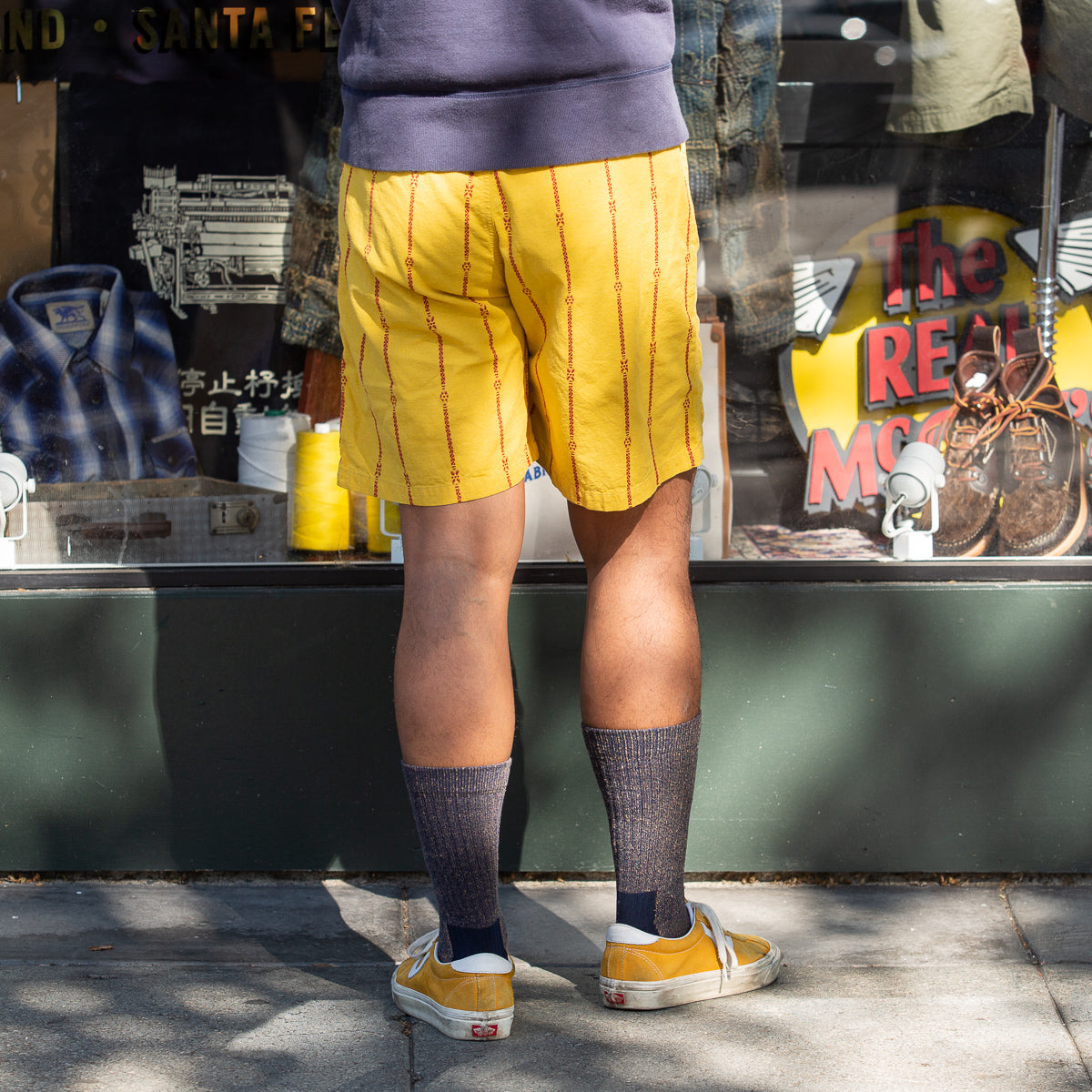 Kapital Cotton Linen SIAM Stripe EASY Shorts - Yellow – Standard