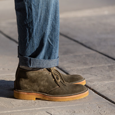 John Lofgren Desert Boots - Olive Suede - Standard & Strange