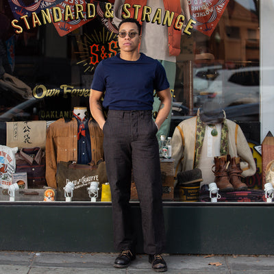 Merz b. Schwanen 1950s Lightweight Loopwheeled Tee - Ink Blue - Standard & Strange