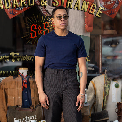 Merz b. Schwanen 1950s Lightweight Loopwheeled Tee - Ink Blue - Standard & Strange