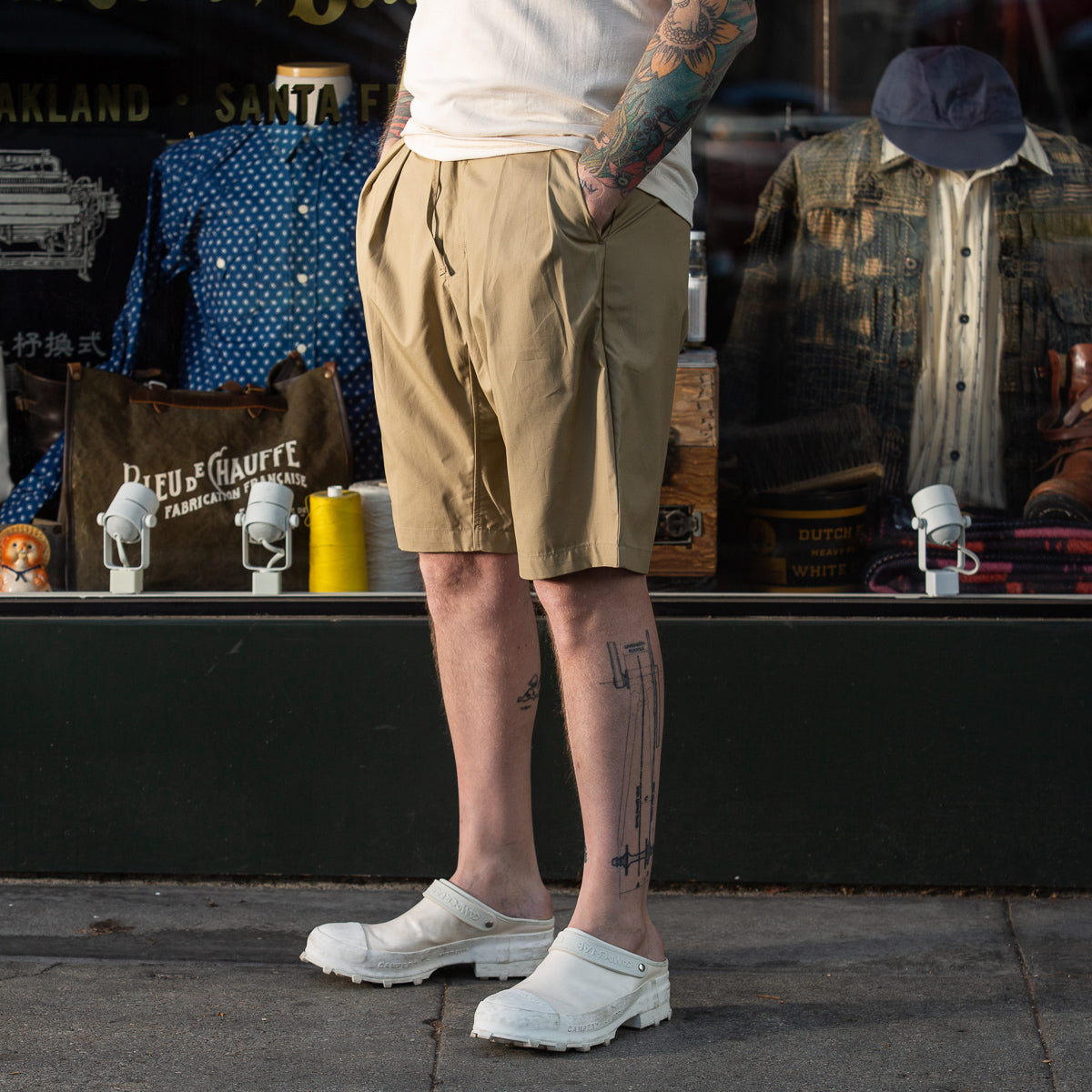 Drop Crotch Shorts - Vancloth Oxford Khaki