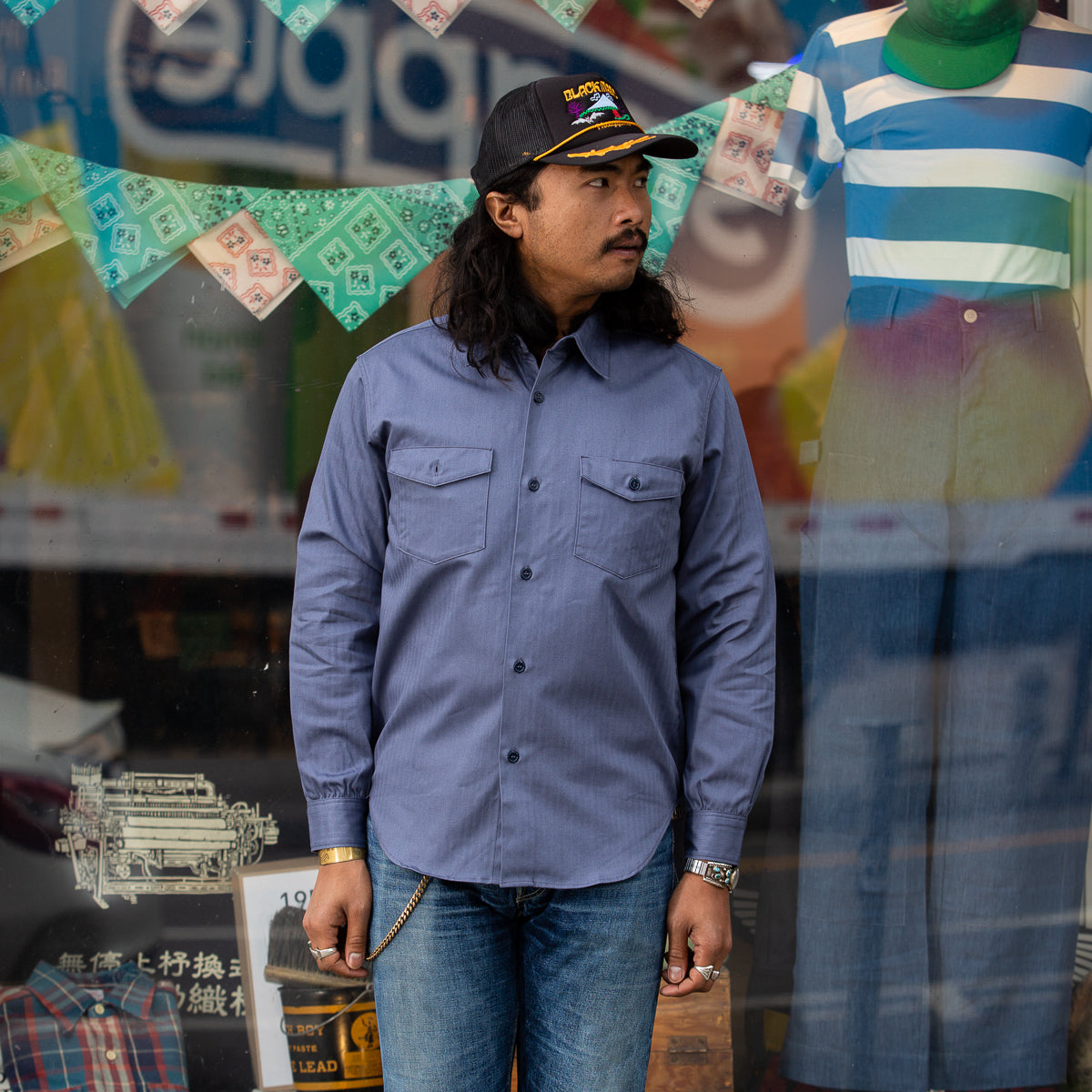 The Real McCoy's 8HU HBT Workshirt L/S - Ink Blue - Standard & Strange