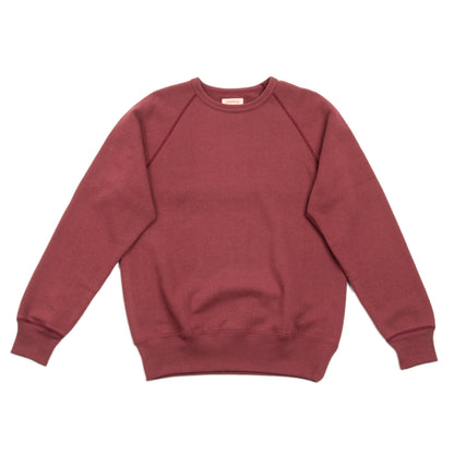 The Real McCoy's 9oz Loopwheel Raglan Sleeve Sweatshirt - Maroon - Standard & Strange