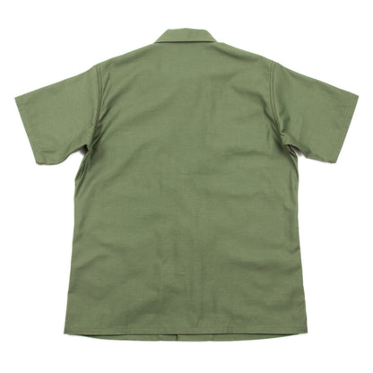 The Real McCoy's Cotton Sateen Shirt S/S - Olive Green - Standard & Strange