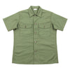 The Real McCoy's Cotton Sateen Shirt S/S - Olive Green - Standard & Strange