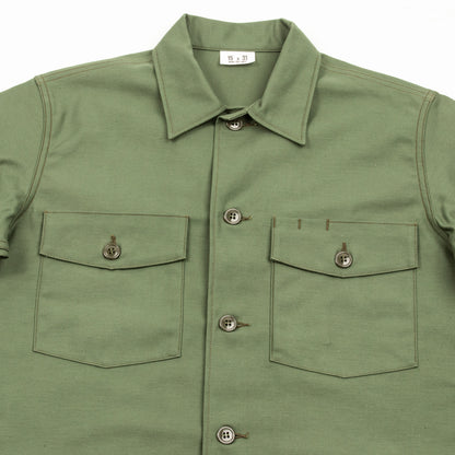The Real McCoy's Cotton Sateen Shirt S/S - Olive Green - Standard & Strange