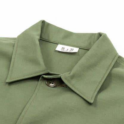 The Real McCoy's Cotton Sateen Shirt S/S - Olive Green - Standard & Strange