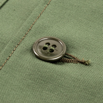 The Real McCoy's Cotton Sateen Shirt S/S - Olive Green - Standard & Strange