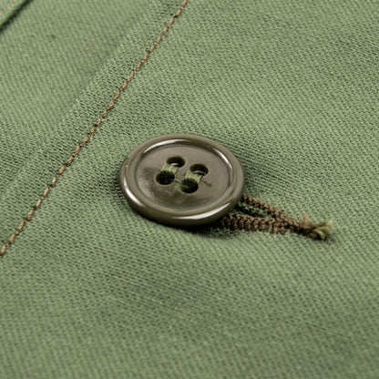 The Real McCoy's Cotton Sateen Shirt S/S - Olive Green - Standard & Strange