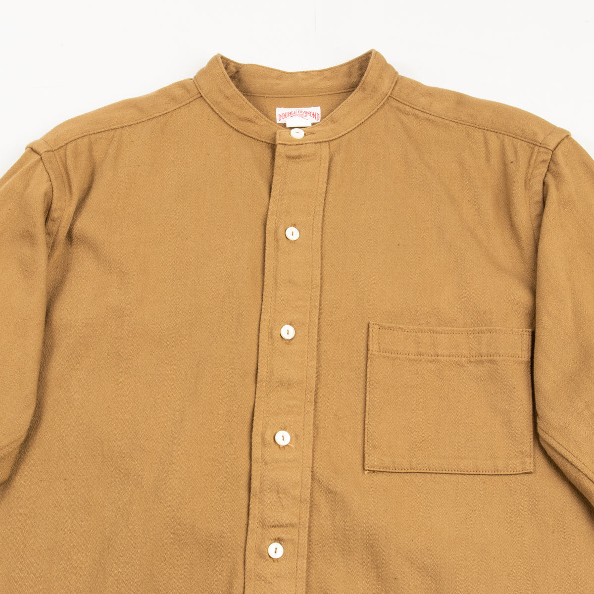 The Real McCoy's Double Diamond Band Collar Sateen Shirt - Khaki - Standard & Strange