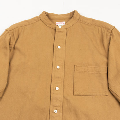 The Real McCoy's Double Diamond Band Collar Sateen Shirt - Khaki - Standard & Strange